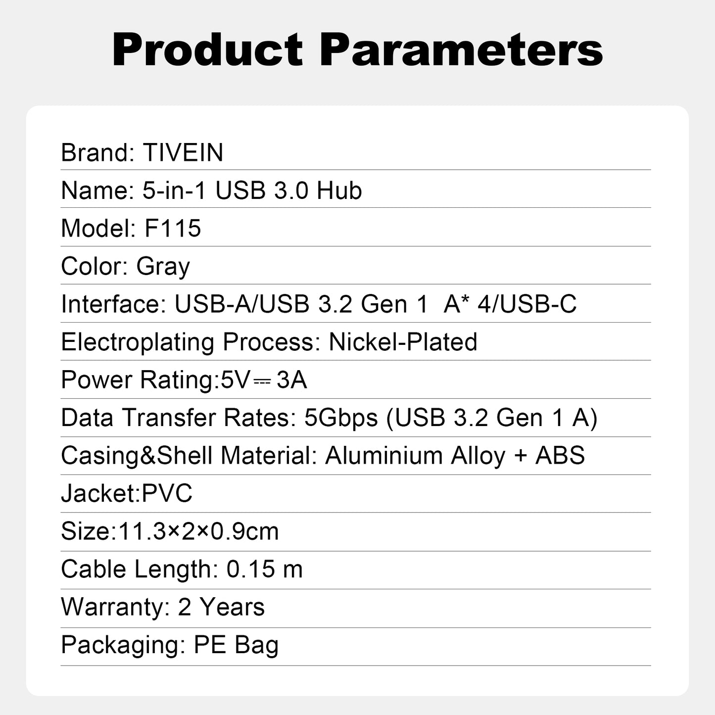 USB Type-A 3.2 Gen 1 Mini Hub F115