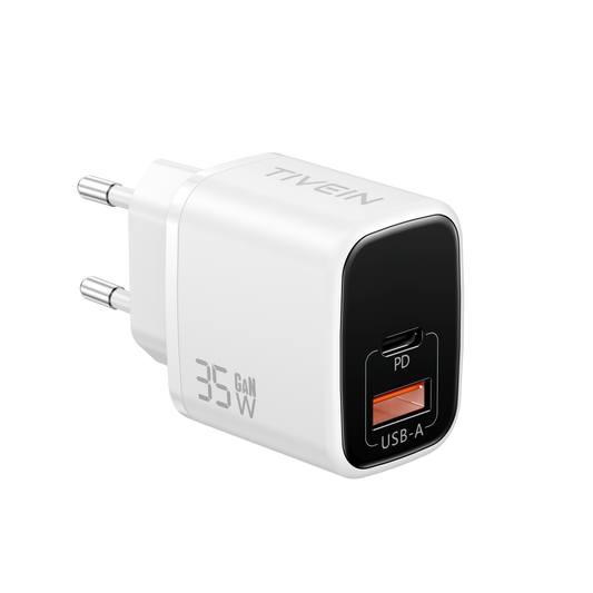 35W 2-Port USB (C + A) GaN Charger  EU-Plug