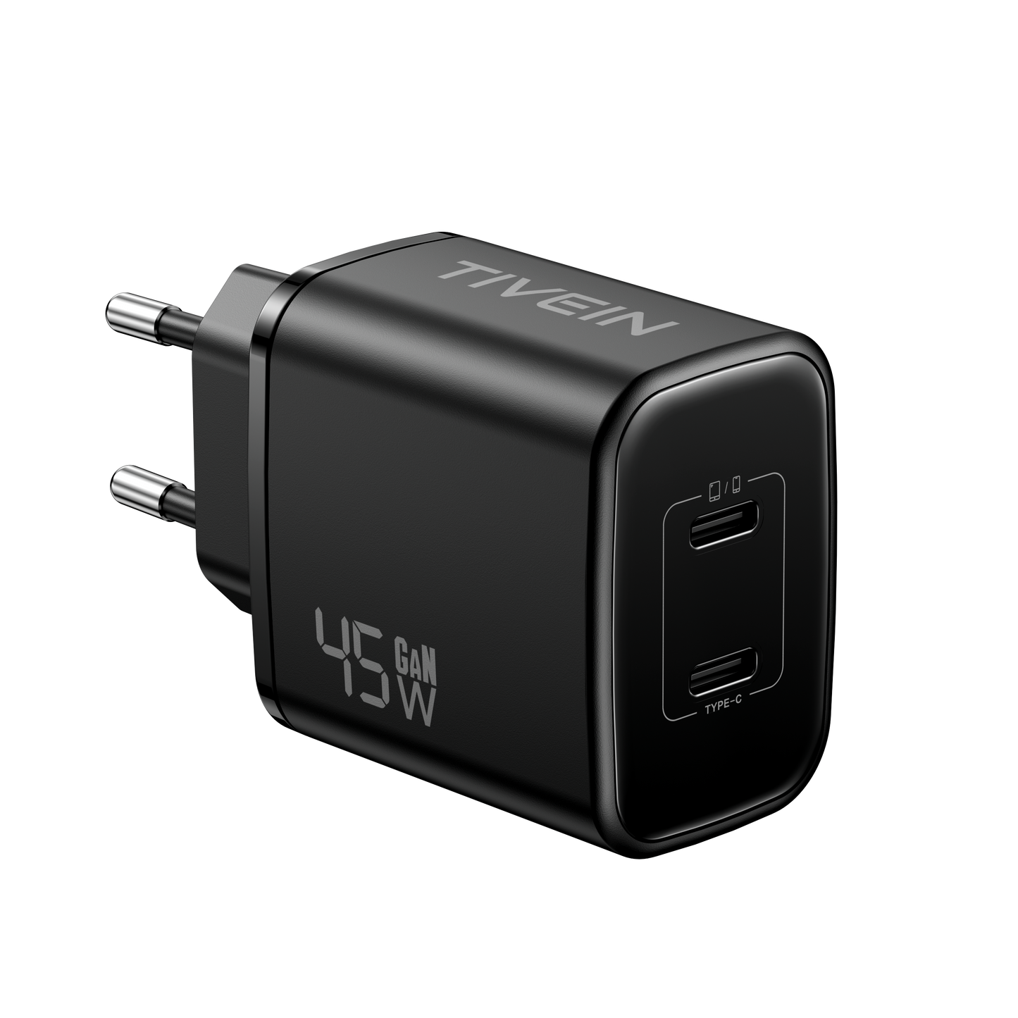 45W 2-Port USB (C + C) GaN Charger  EU-Plug
