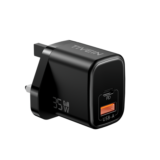 35W 2-Port USB (C+A) GaN Charger UK-Plug