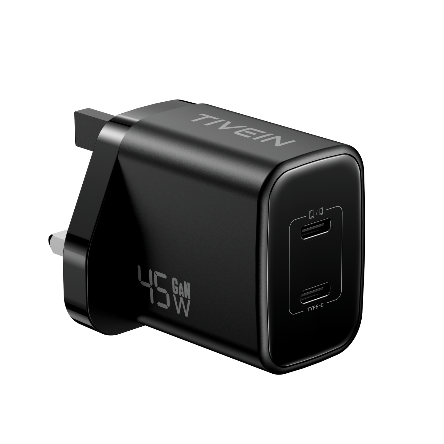 45W 2-Port USB (C+C) GaN Charger UK-Plug