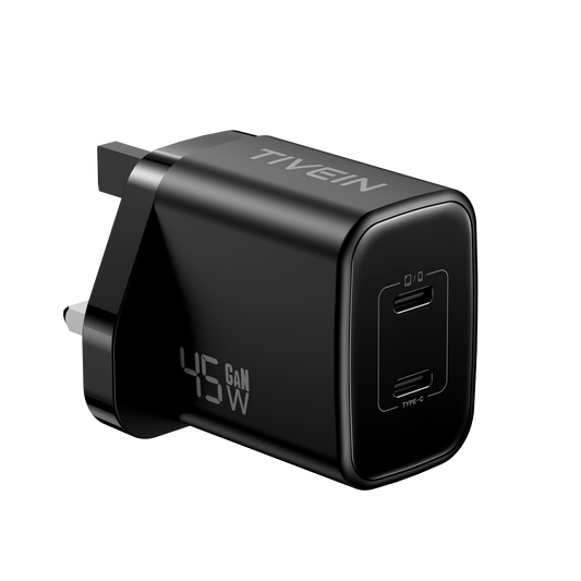 45W 2-Port USB (C+C) GaN Charger UK-Plug