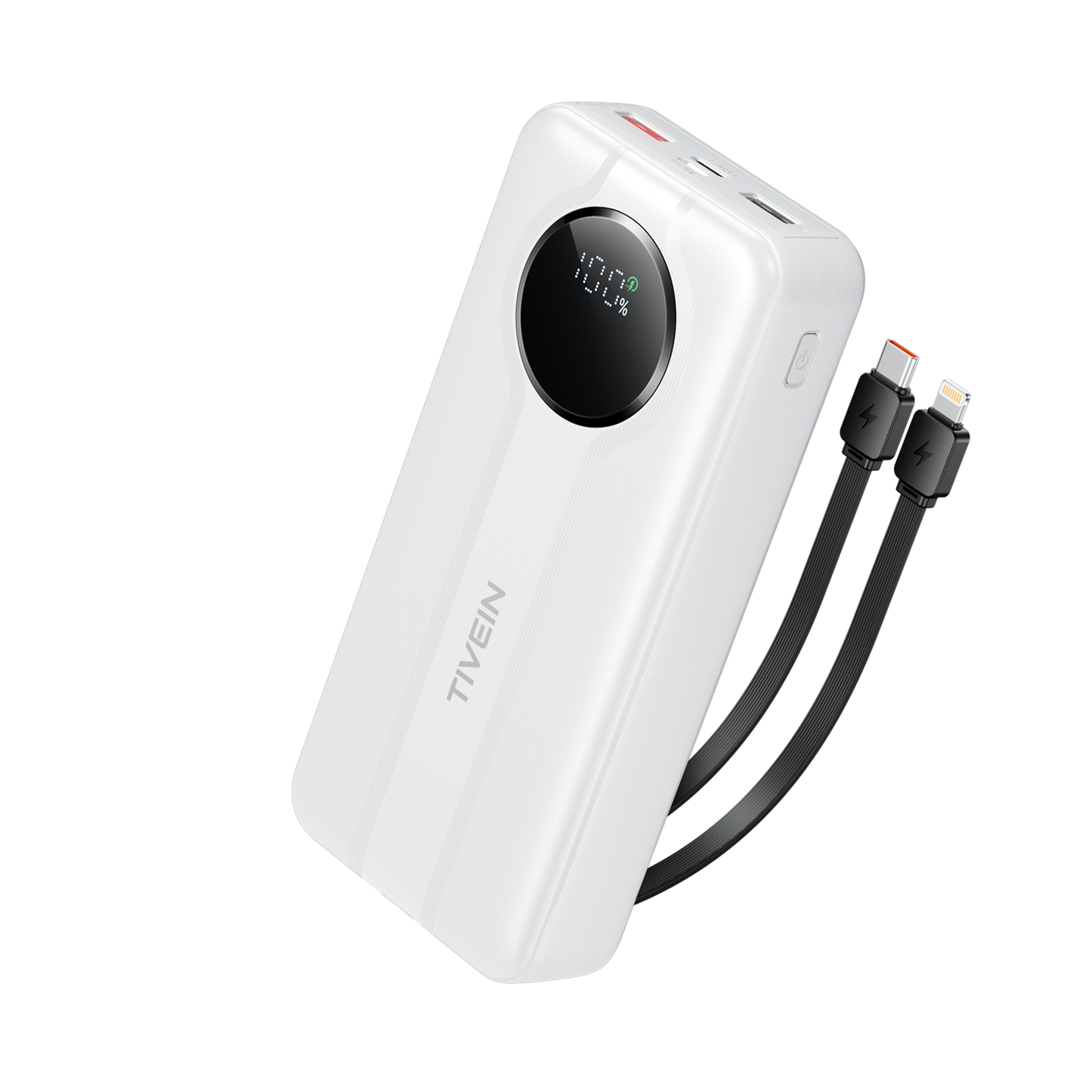 22.5W 20000mAh Power Bank (USB-A+USB-C + USB-C/Lightning) with Built-in USB-C and Lightning Cables