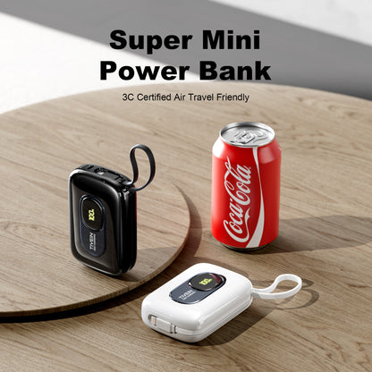 20000mAh Mini Power Bank (USB-C + USB-C/Lightning) with Built-in USB-C and Lightning Cables 22.5W