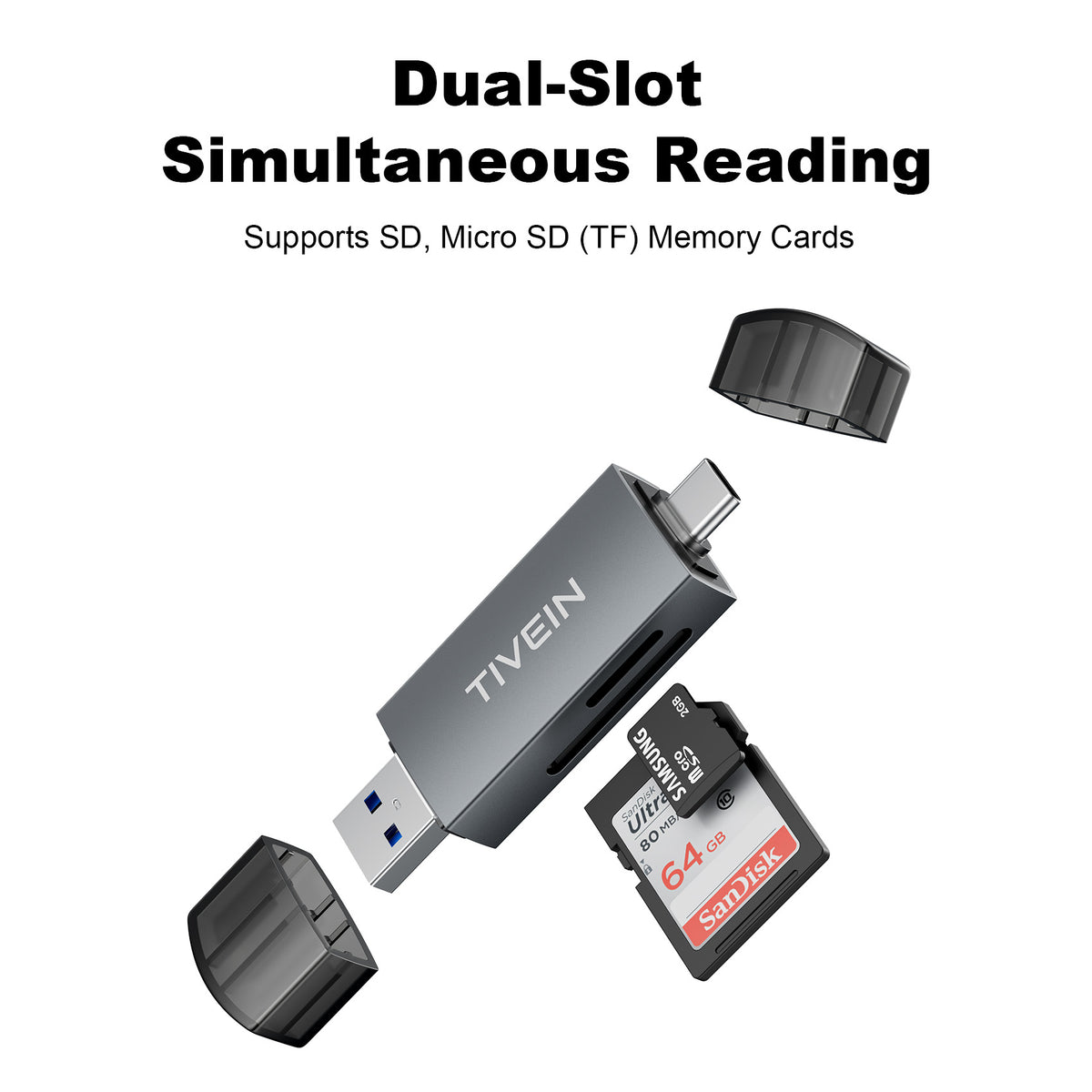 2-in-1 USB 3.0 A+C Card Reader(SD+TF)