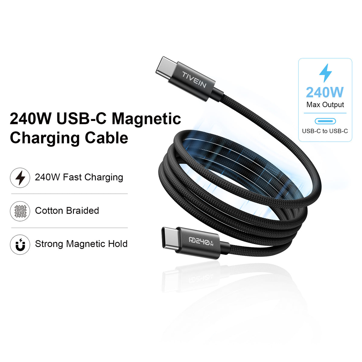 240W Magnetic USB-C Charging Cable