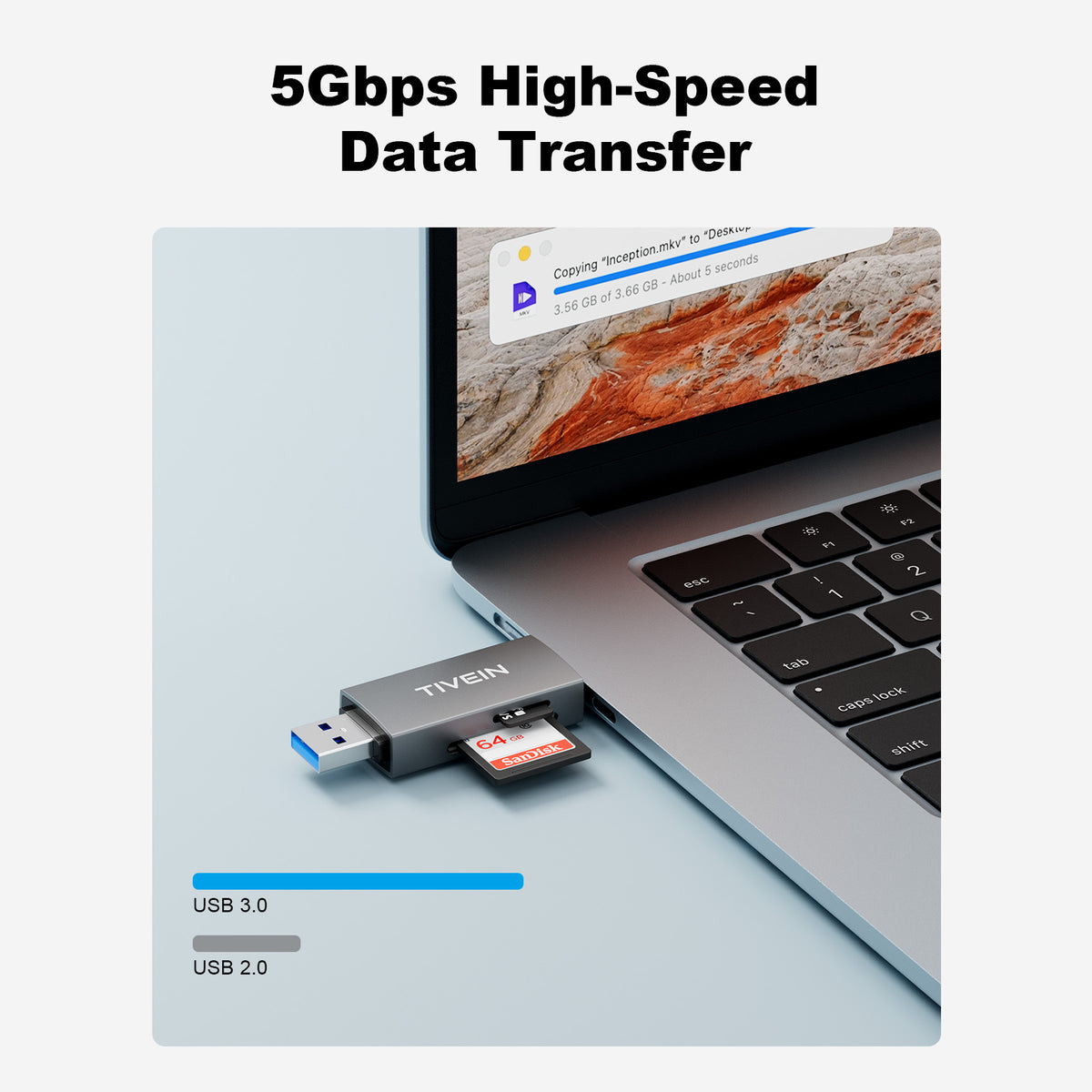 2-in-1 USB 3.0 A+C Card Reader(SD+TF)
