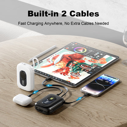 20000mAh Mini Power Bank (USB-C + USB-C/Lightning) with Built-in USB-C and Lightning Cables 22.5W