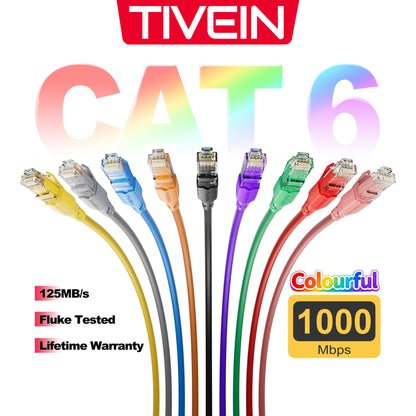 Cat 6 UTP Ethernet Patch Cable Grey/Blue/Yellow
