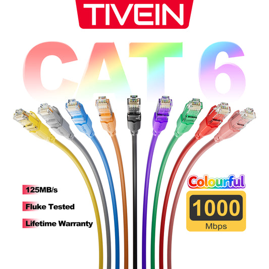 Cat 6 UTP Ethernet Patch Cable Grey/Blue/Yellow