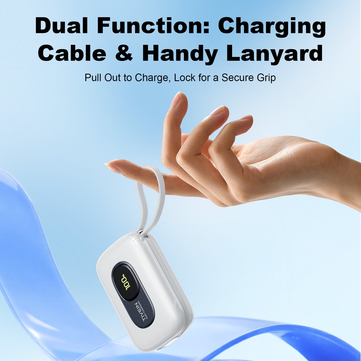20000mAh Mini Power Bank (USB-C + USB-C/Lightning) with Built-in USB-C and Lightning Cables 22.5W