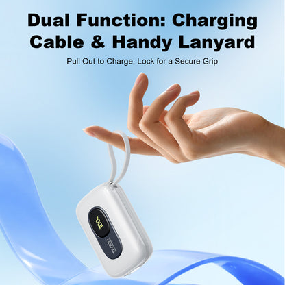 20000mAh Mini Power Bank (USB-C + USB-C/Lightning) with Built-in USB-C and Lightning Cables 22.5W