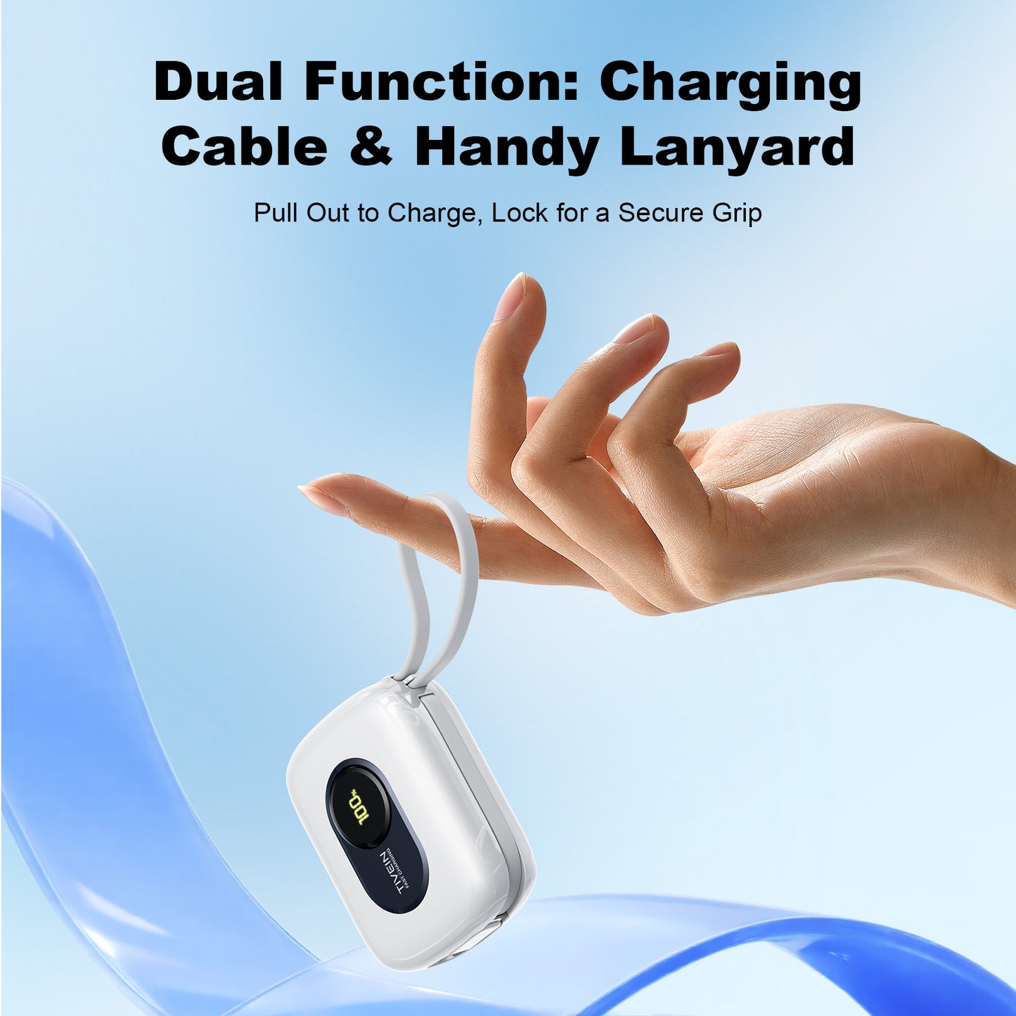 10000mAh Mini Power Bank (USB-C + USB-C/Lightning) with Built-in USB-C and Lightning Cables 22.5W