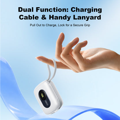 10000mAh Mini Power Bank (USB-C + USB-C/Lightning) with Built-in USB-C and Lightning Cables 22.5W