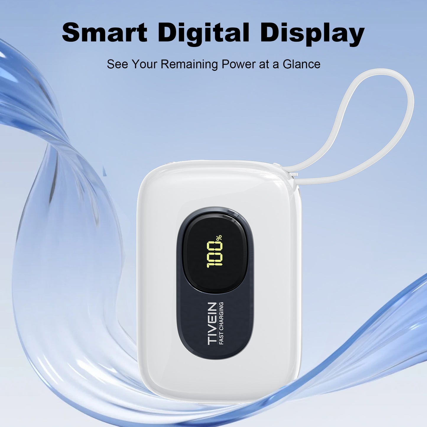 20000mAh Mini Power Bank (USB-C + USB-C/Lightning) with Built-in USB-C and Lightning Cables 22.5W