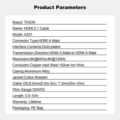 HDMI 2.1 Cable Alum Type A301