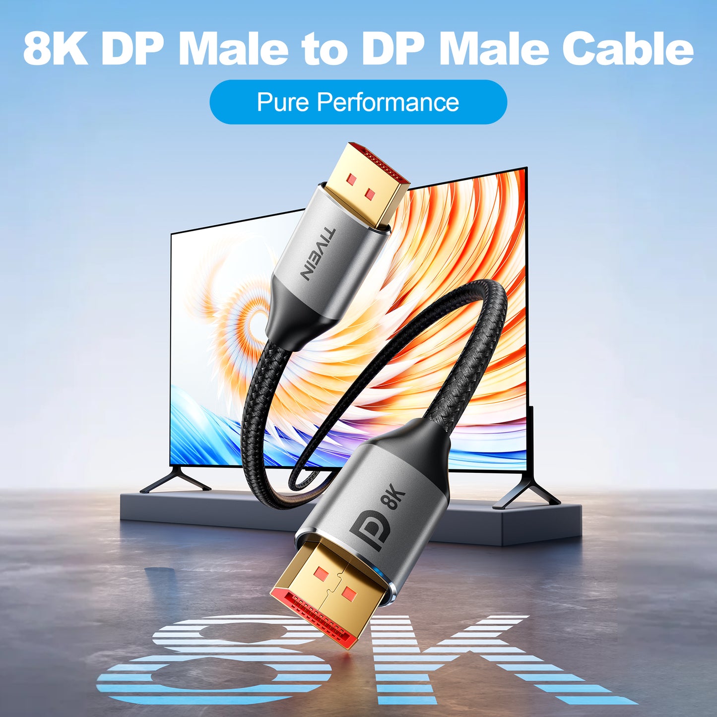 DisplayPort 1.4 Male to Male Cable Alum Type B201