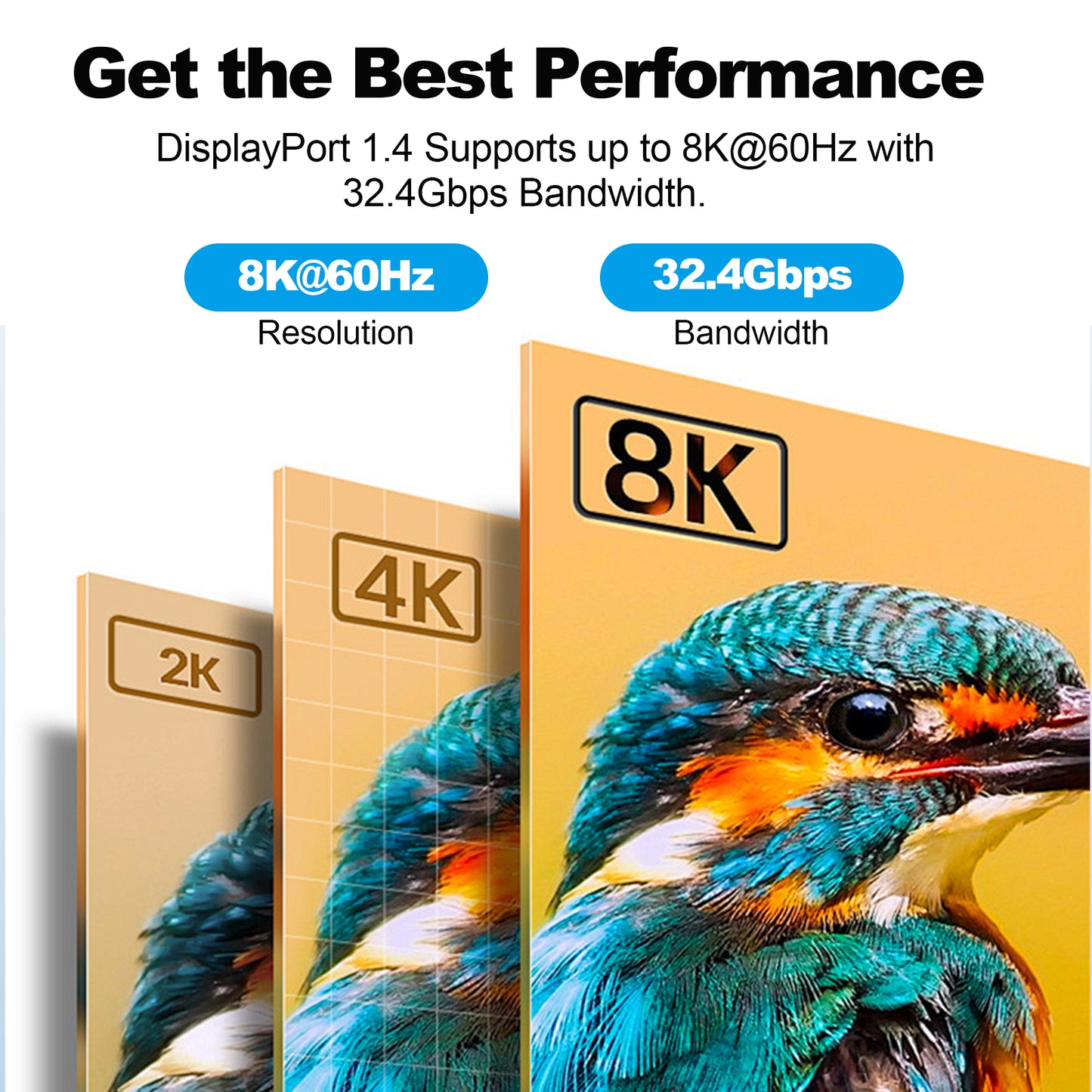 DisplayPort 1.4 Male to Male Cable Alum Type B201