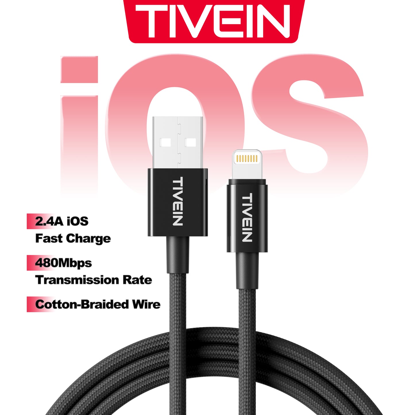 USB 2.0 A Male to Lightning Male Cable C301