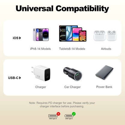 USB C Male to Lightning Male Cable C401