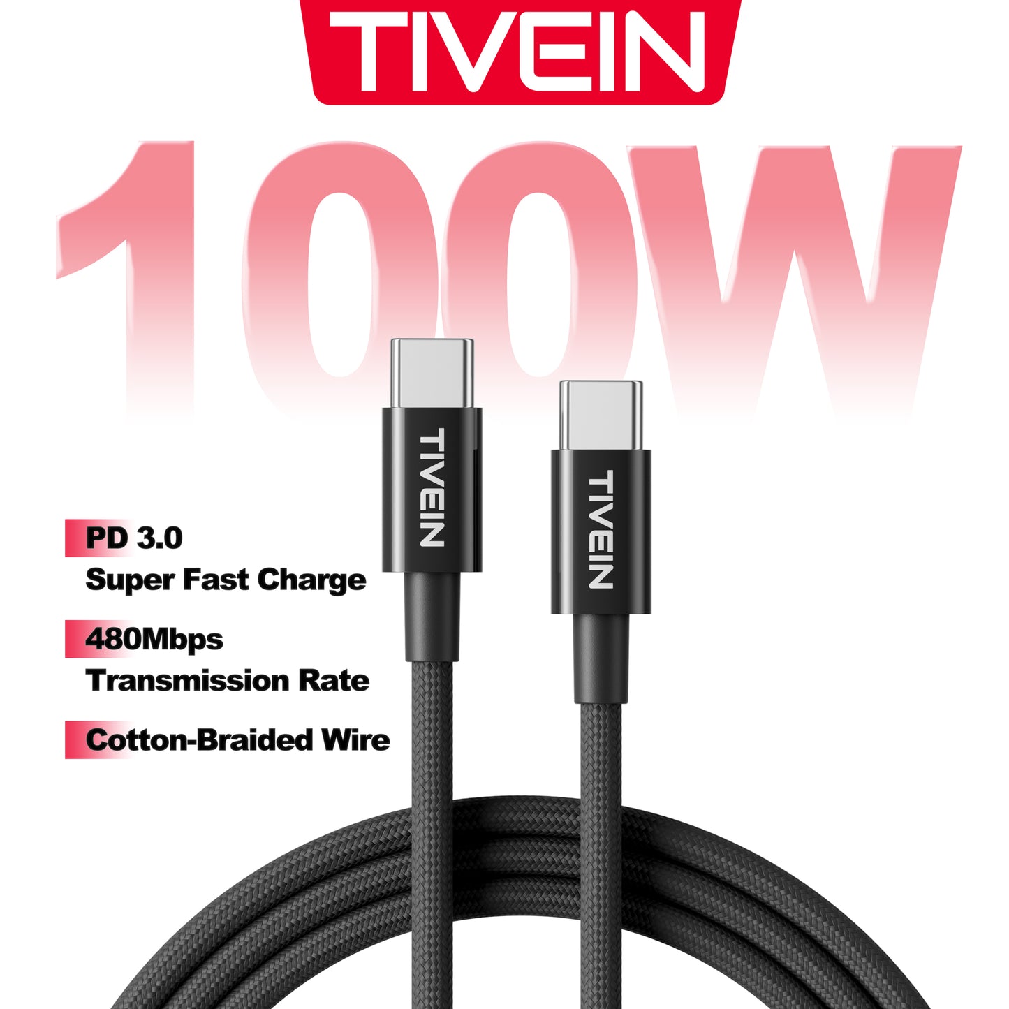 USB C Male to  Male Cable 100W C502