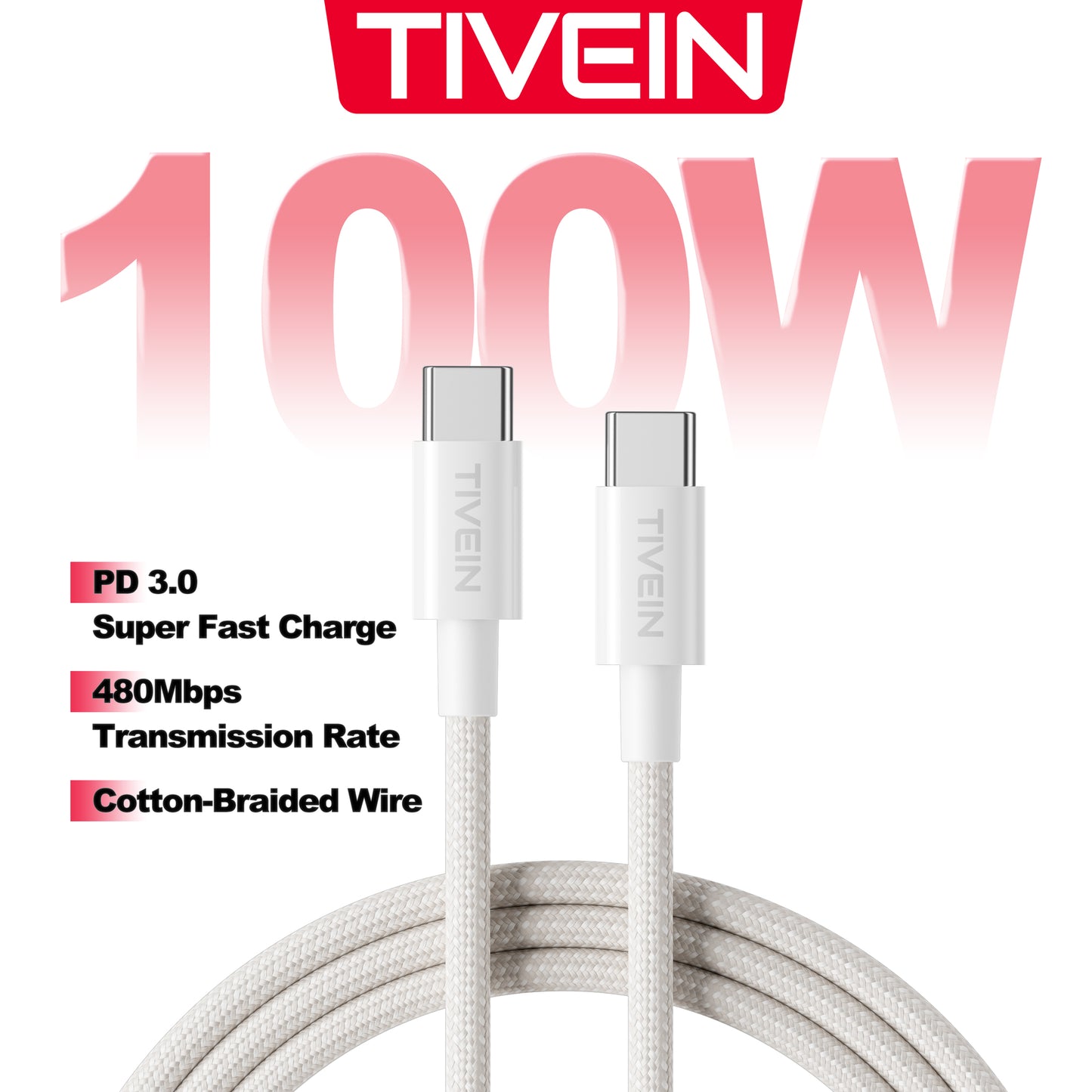 USB C Male to  Male Cable 100W C502