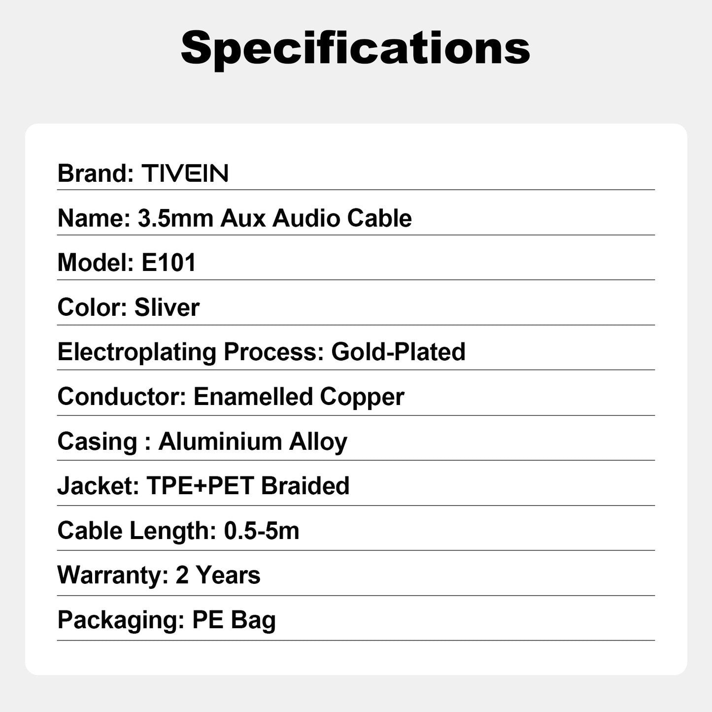 3.5mm Aux Audio Cable