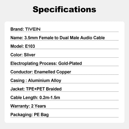 3.5mm Female to Dual Male Audio Cable