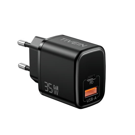 35W 2-Port USB (C + A) GaN Charger  EU-Plug