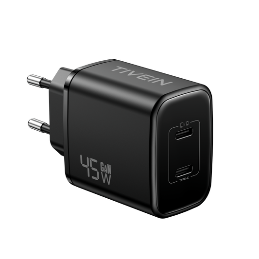 45W 2-Port USB (C + C) GaN Charger  EU-Plug