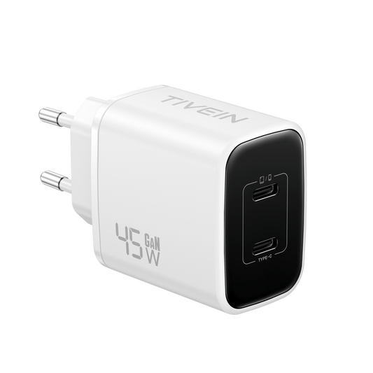 45W 2-Port USB (C + C) GaN Charger  EU-Plug