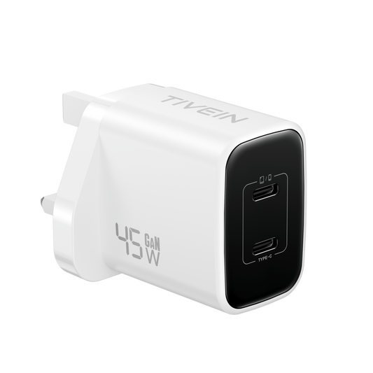 45W 2-Port USB (C+C) GaN Charger UK-Plug