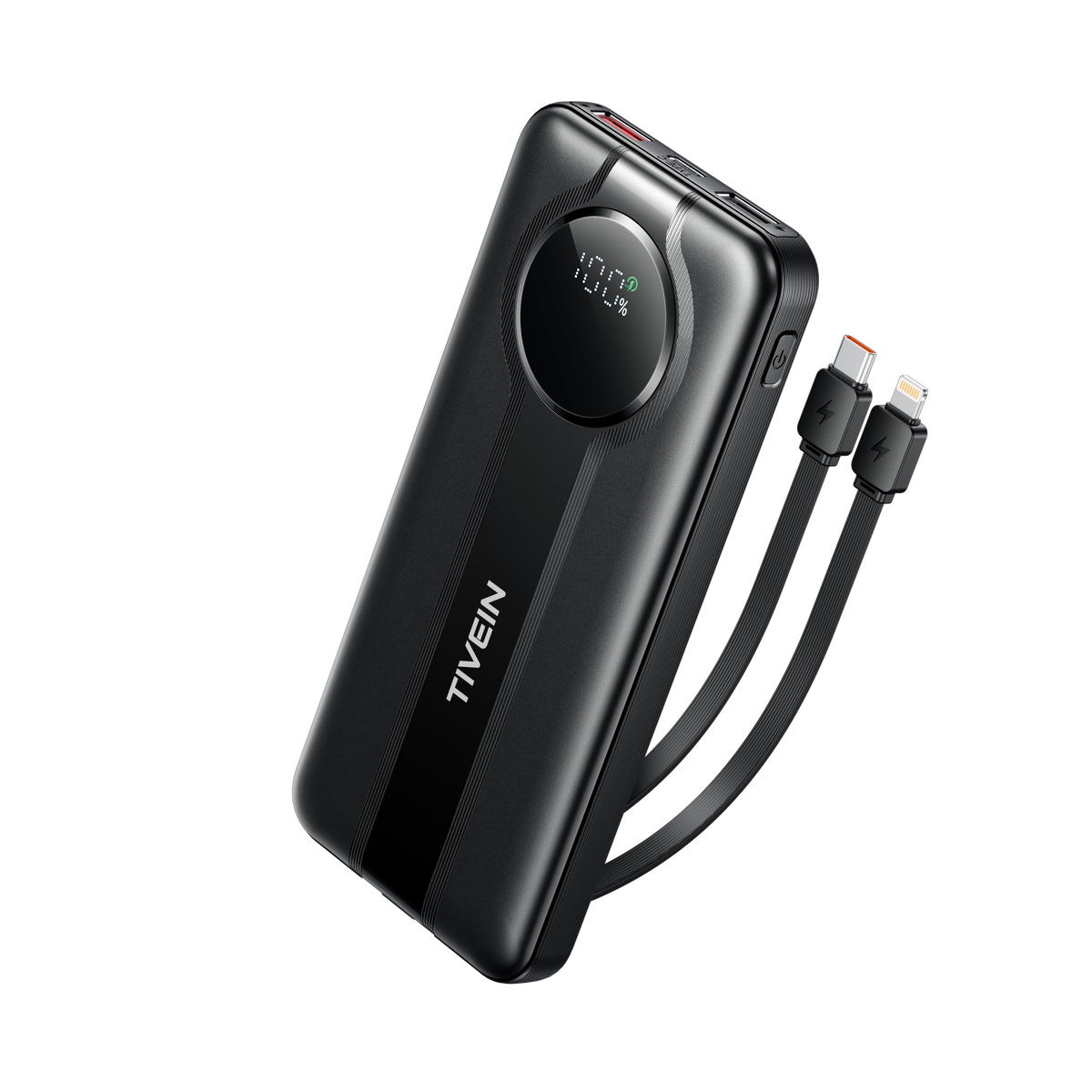 22.5W 10000mAh Power Bank (USB-A+USB-C + USB-C/Lightning) with Built-in USB-C and Lightning Cables