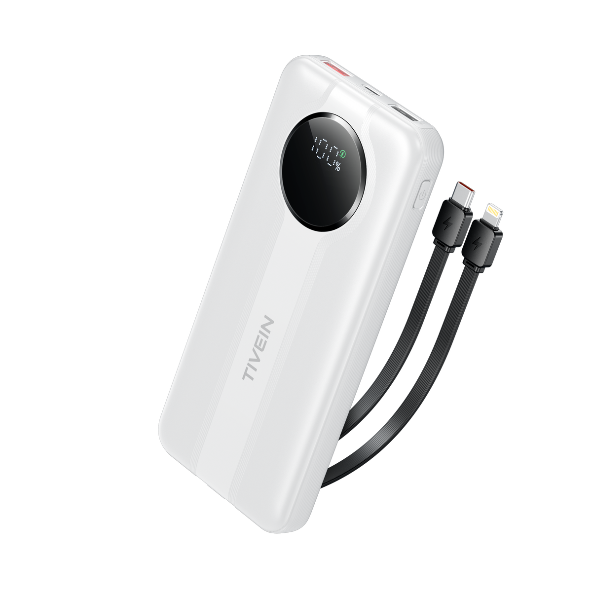 22.5W 10000mAh Power Bank (USB-A+USB-C + USB-C/Lightning) with Built-in USB-C and Lightning Cables