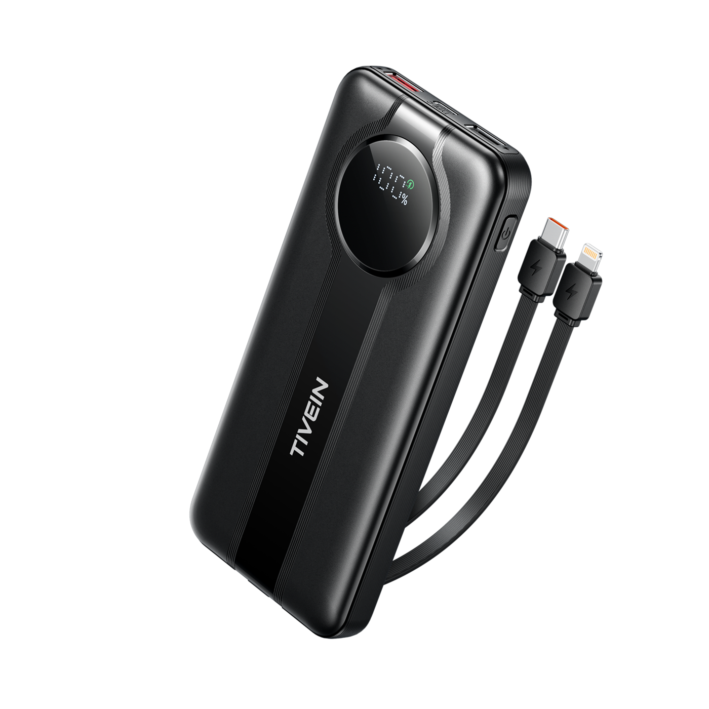 22.5W 10000mAh Power Bank (USB-A+USB-C + USB-C/Lightning) with Built-in USB-C and Lightning Cables