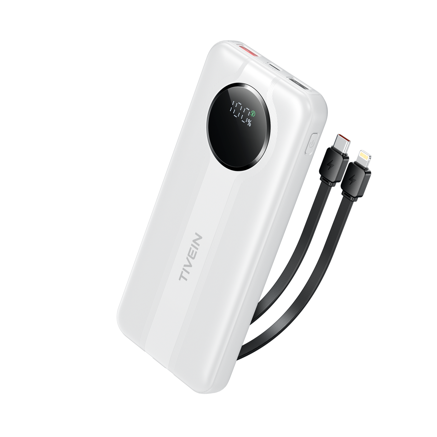22.5W 10000mAh Power Bank (USB-A+USB-C + USB-C/Lightning) with Built-in USB-C and Lightning Cables