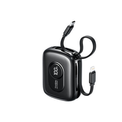 10000mAh Mini Power Bank (USB-C + USB-C/Lightning) with Built-in USB-C and Lightning Cables 22.5W
