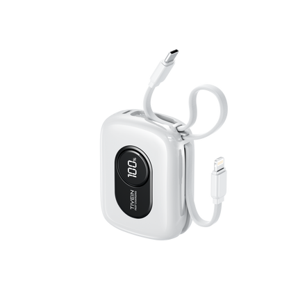 10000mAh Mini Power Bank (USB-C + USB-C/Lightning) with Built-in USB-C and Lightning Cables 22.5W
