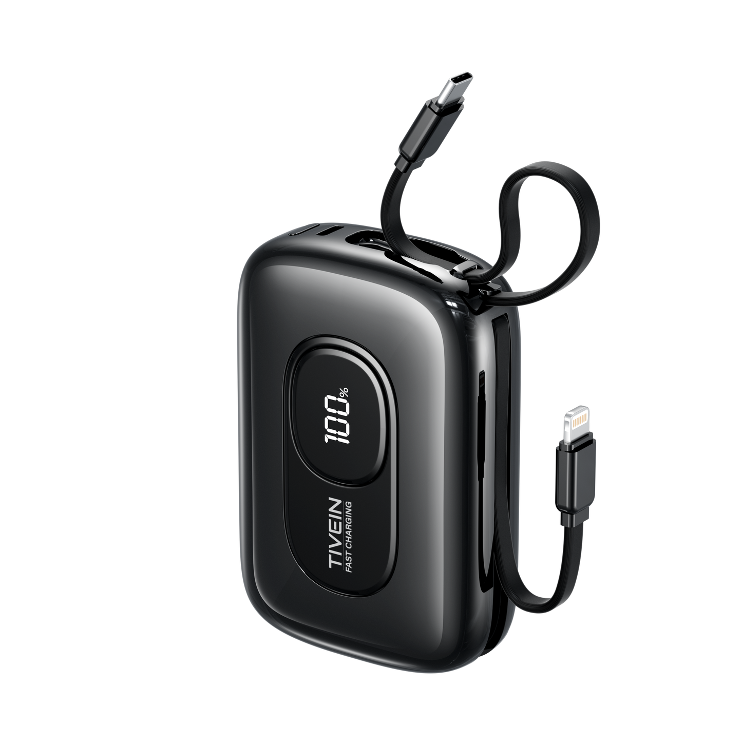 20000mAh Mini Power Bank (USB-C + USB-C/Lightning) with Built-in USB-C and Lightning Cables 22.5W