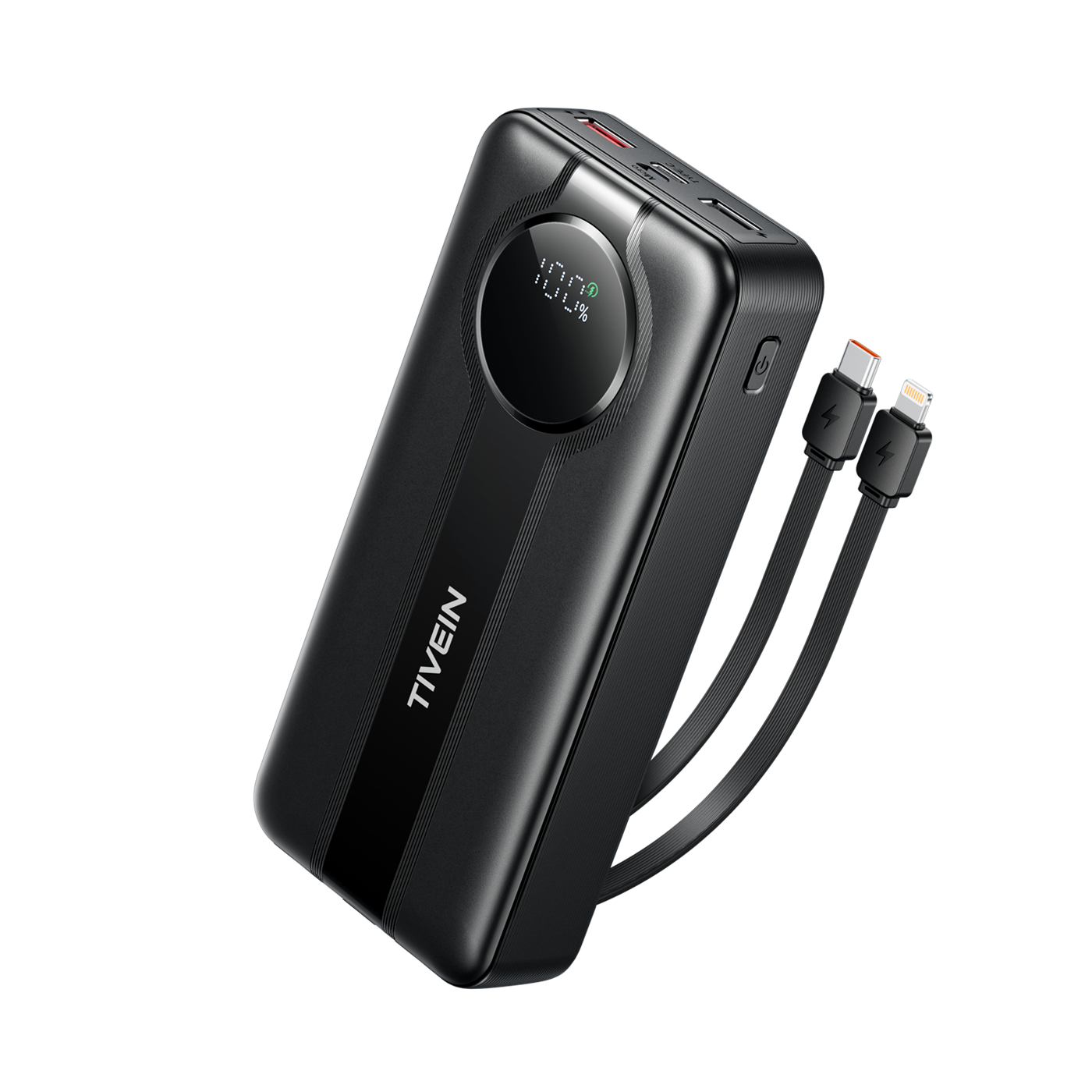 22.5W 20000mAh Power Bank (USB-A+USB-C + USB-C/Lightning) with Built-in USB-C and Lightning Cables