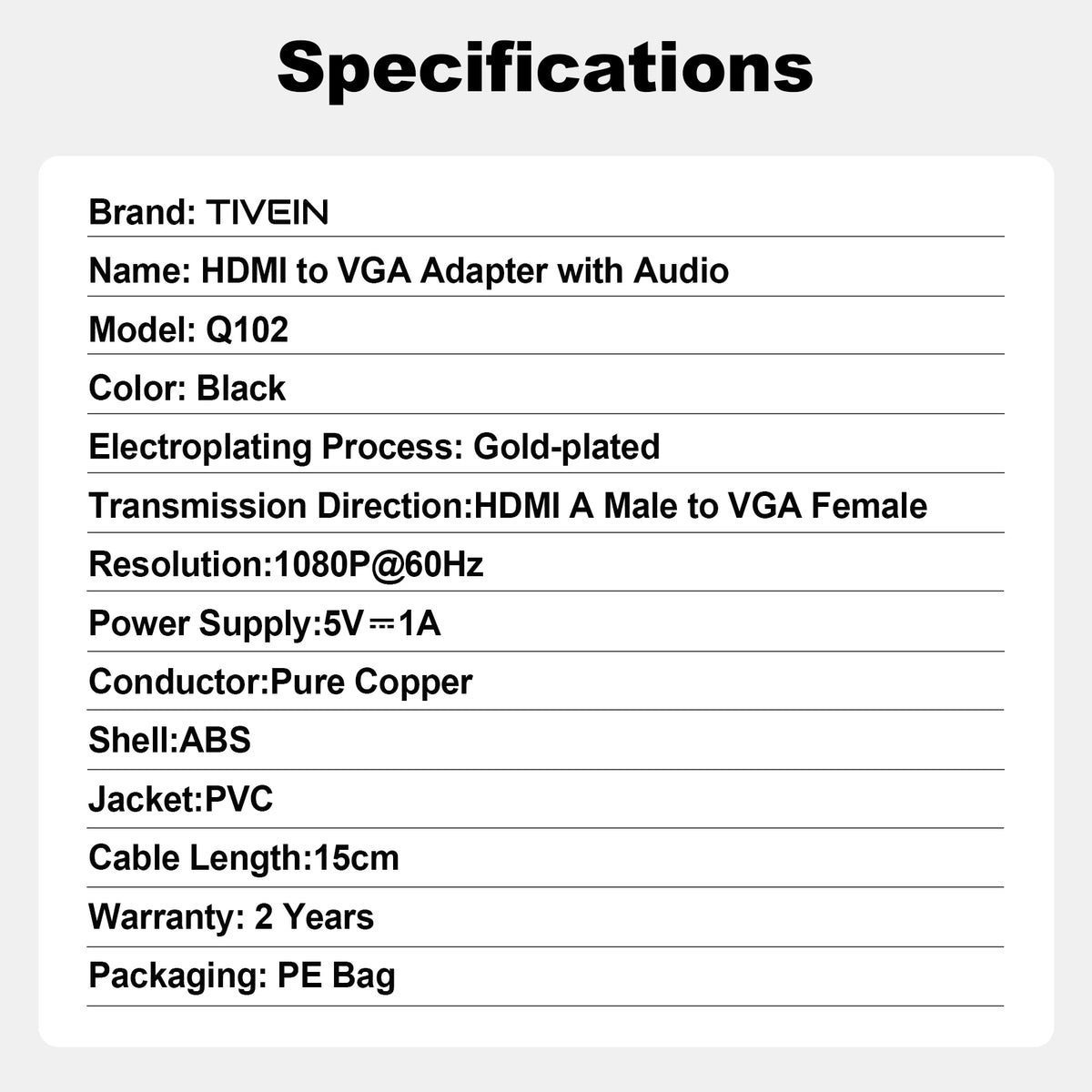 HDMI to VGA Adapter with Audio