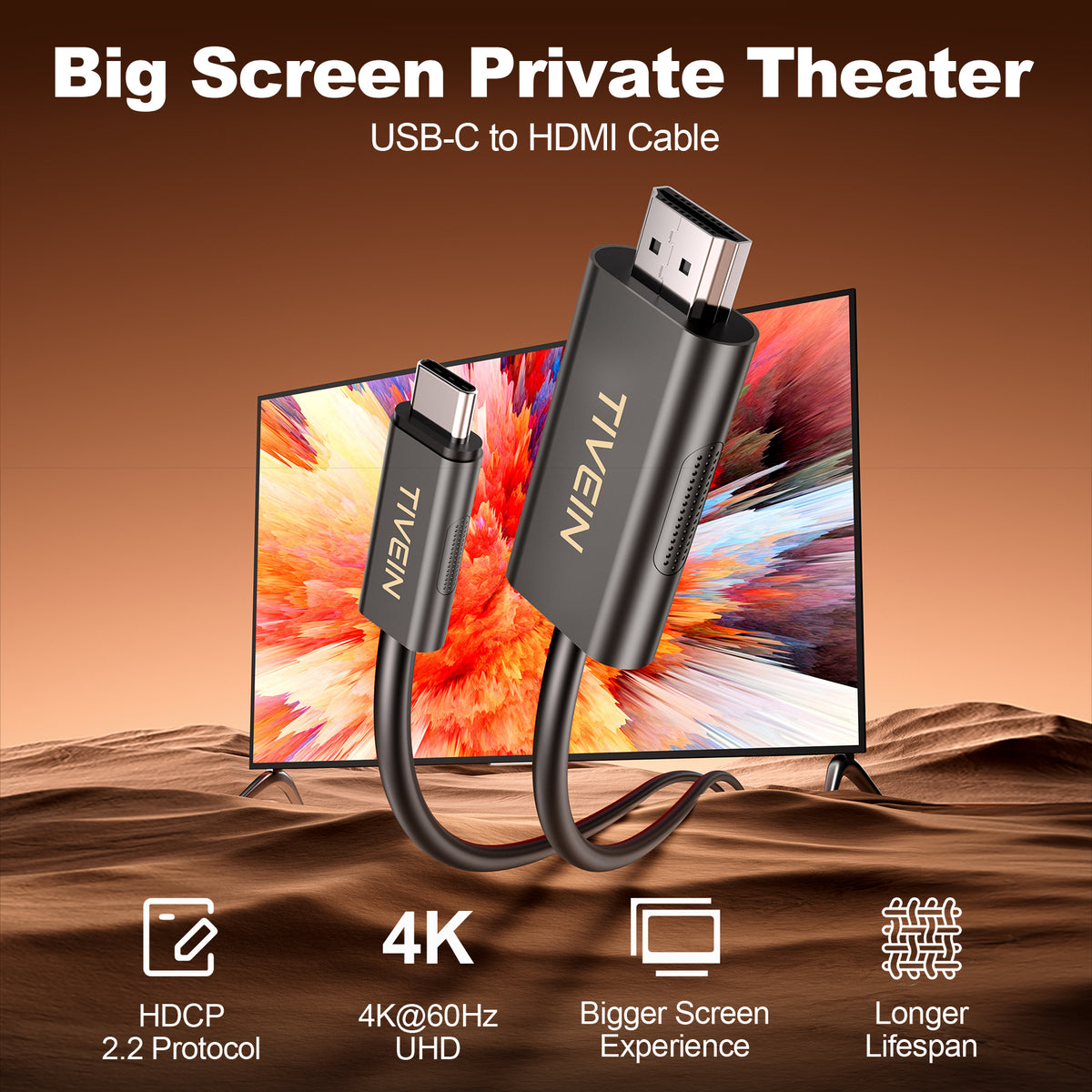 USB-C to HDMI 4K Adapter Cable Zinc Type