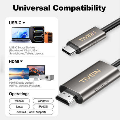 USB-C to HDMI 4K Adapter Cable Zinc Type